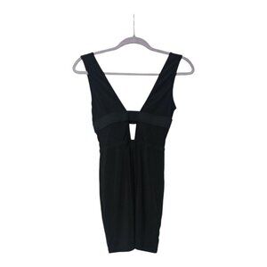 White Fox Mini Dress Womens M Sleeveless Plunge Keyhole Backless Solid Black
